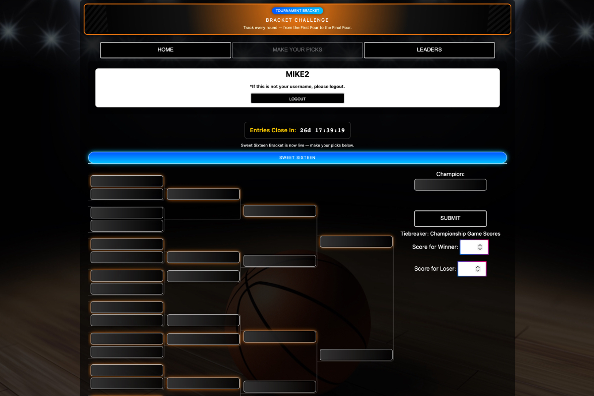Sweet Sixteen Contest Screenshot